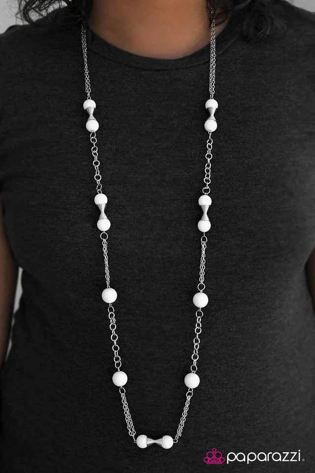 Paparazzi Necklace ~ Commander in Chief - White