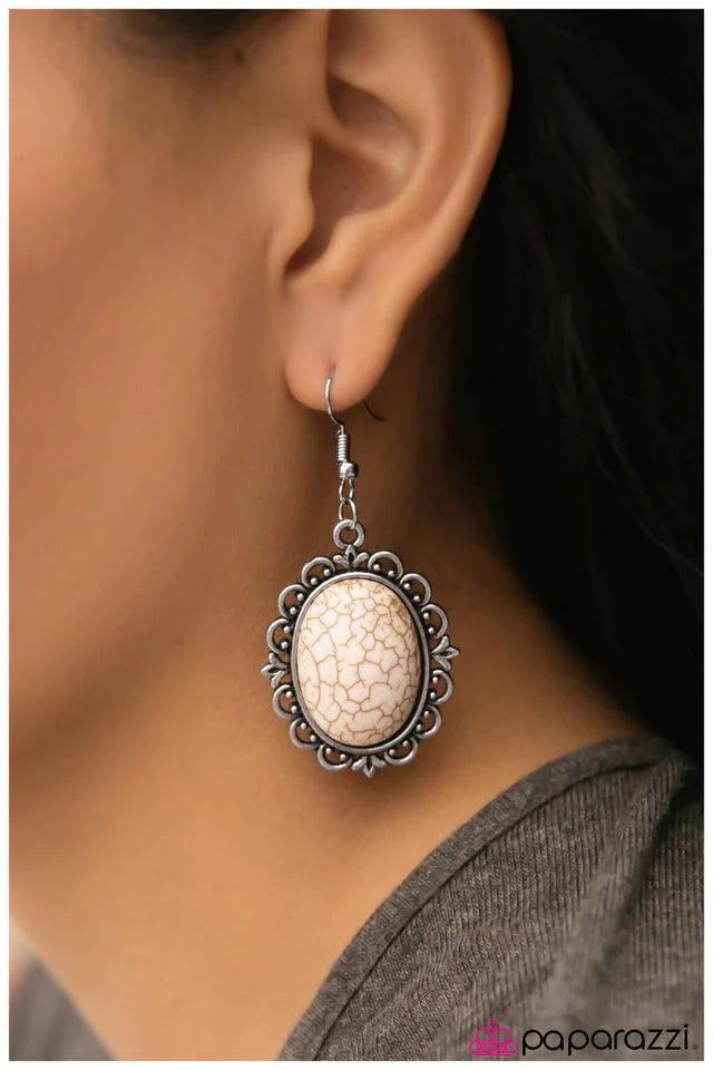 Paparazzi Earring ~ Take Me West - White