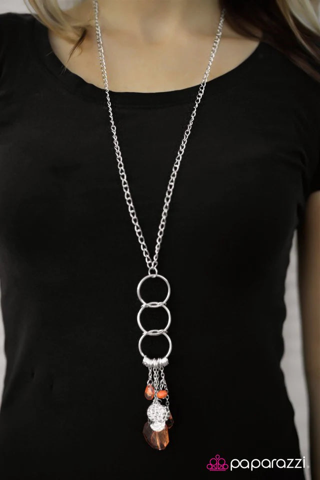 Paparazzi Necklace ~ Fall In Line - Orange