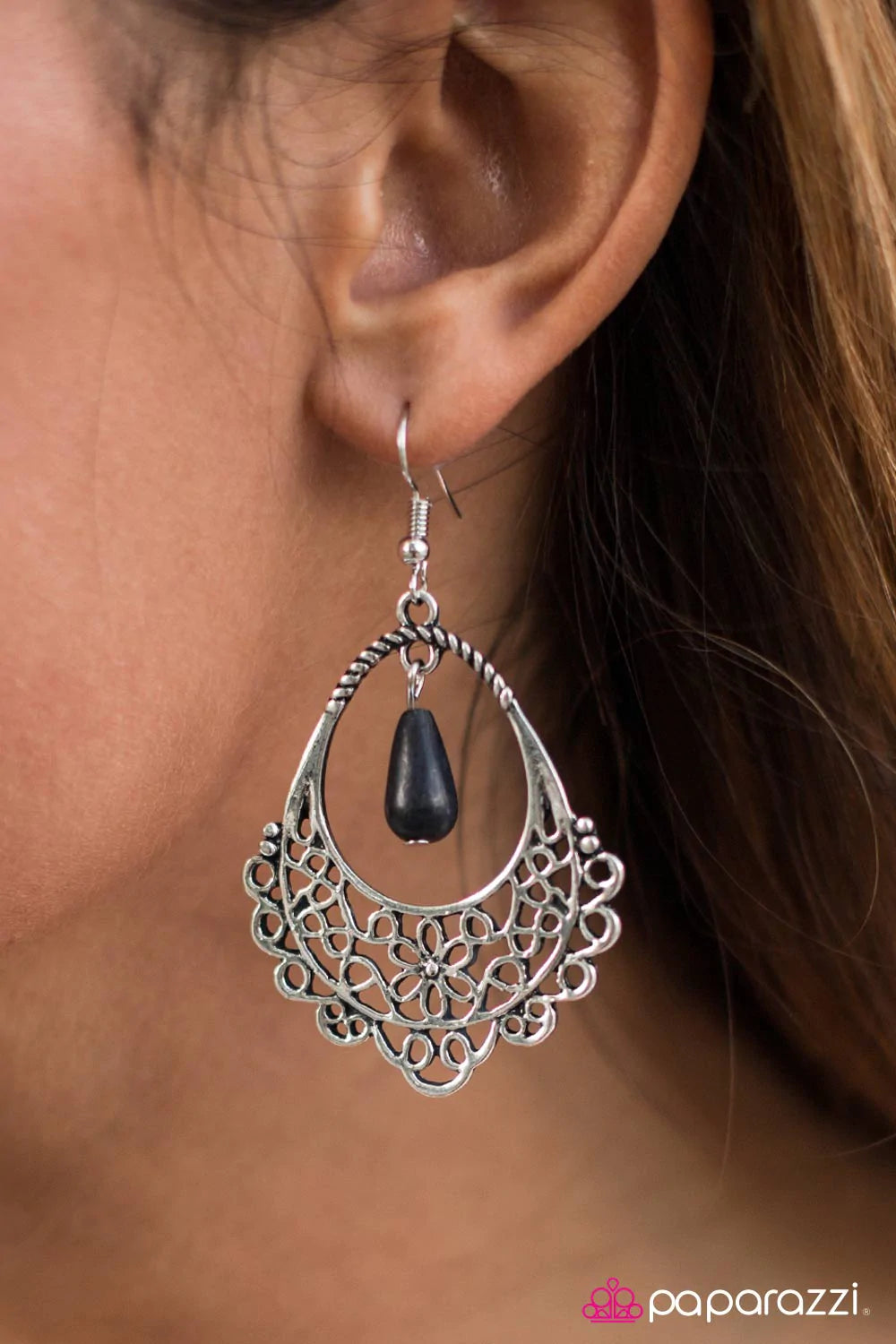 Paparazzi Earring ~ Call Of The WILDFLOWERS - Black