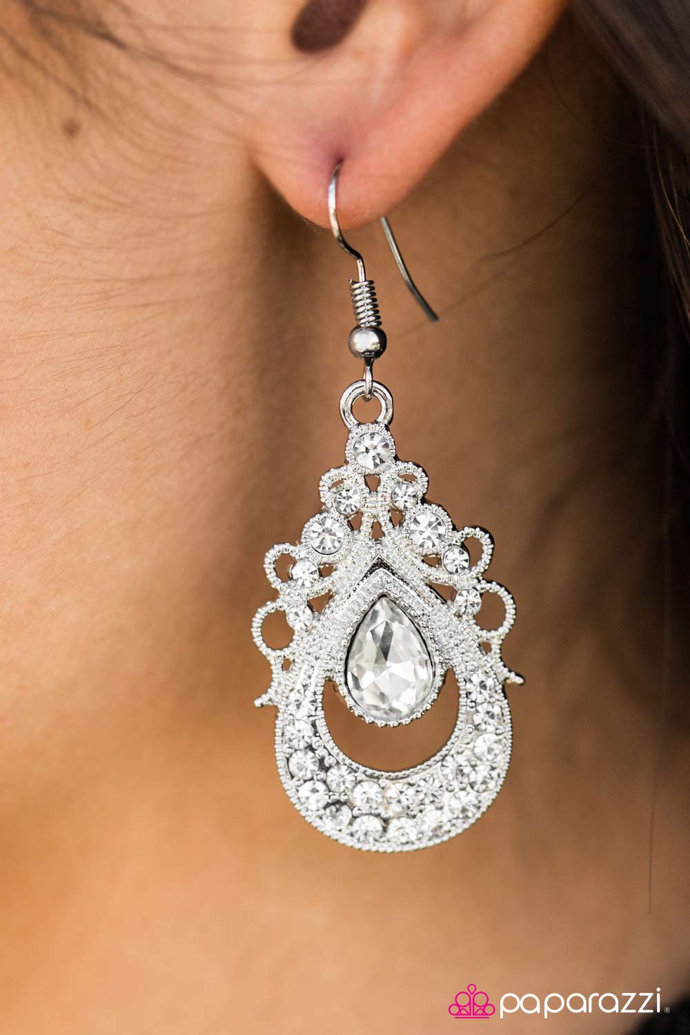 Paparazzi Earring ~ Teardrop Fantasies - White