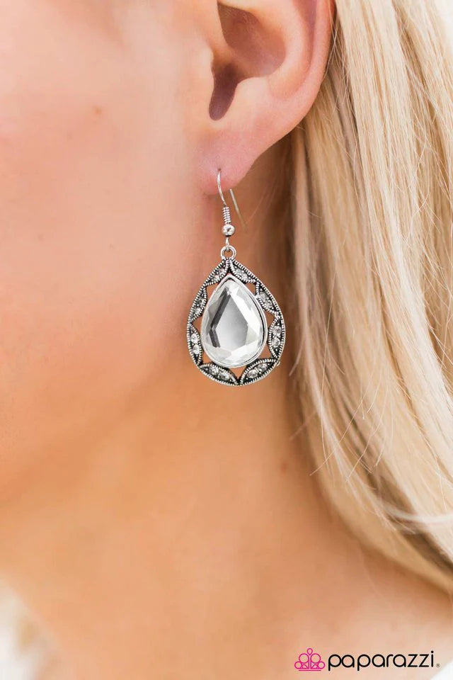 Paparazzi Earring ~ Happy Anniversary - White