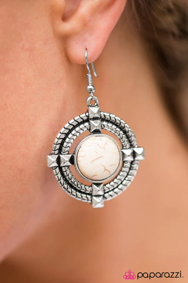 Paparazzi Earring ~ Command Center - White