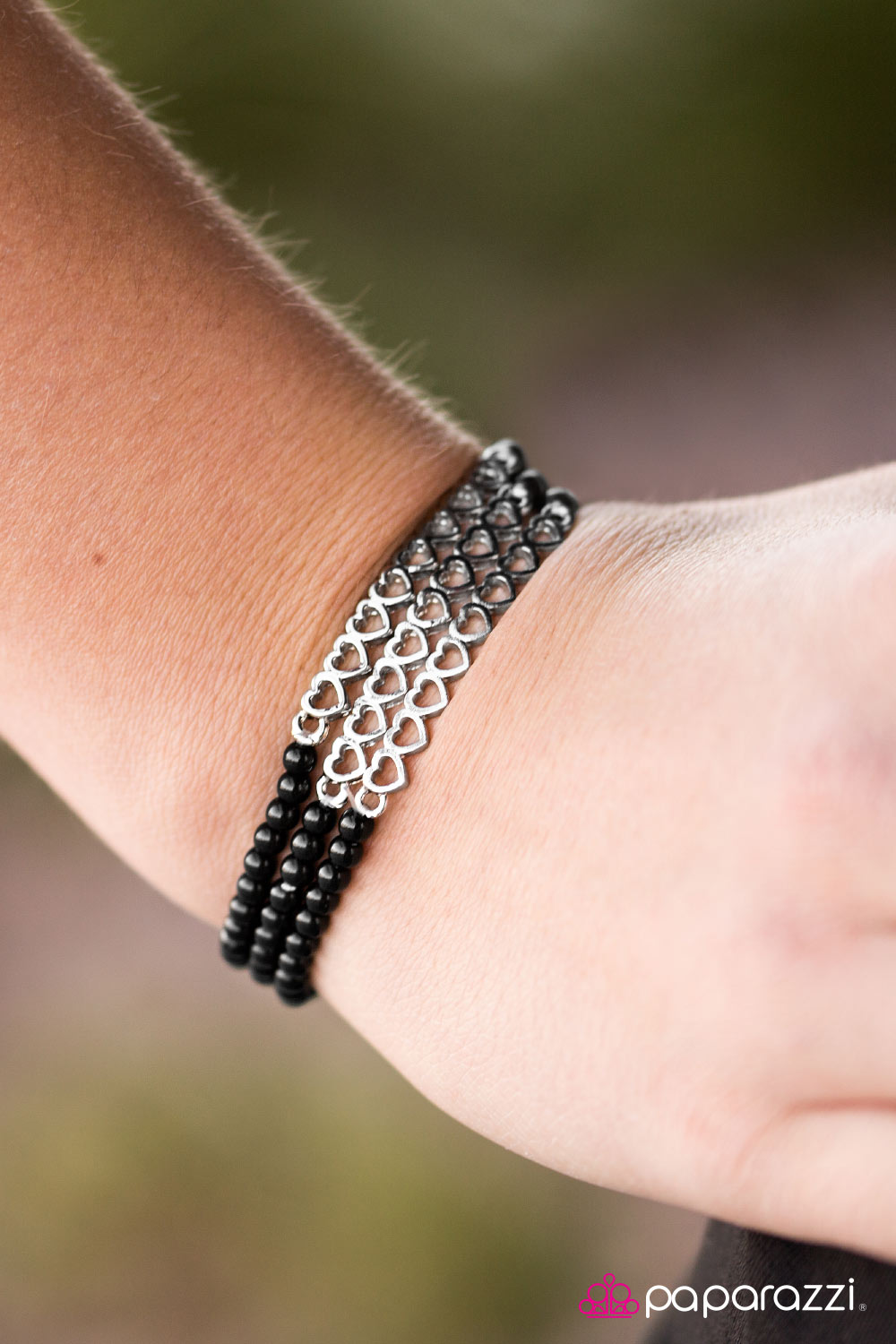 Pulsera Paparazzi ~ Charms de amor - Negro