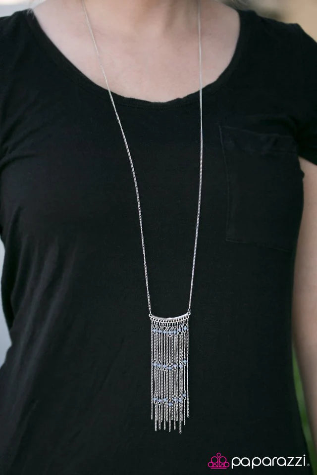 Paparazzi Necklace ~ Pull Back the Curtain - Blue