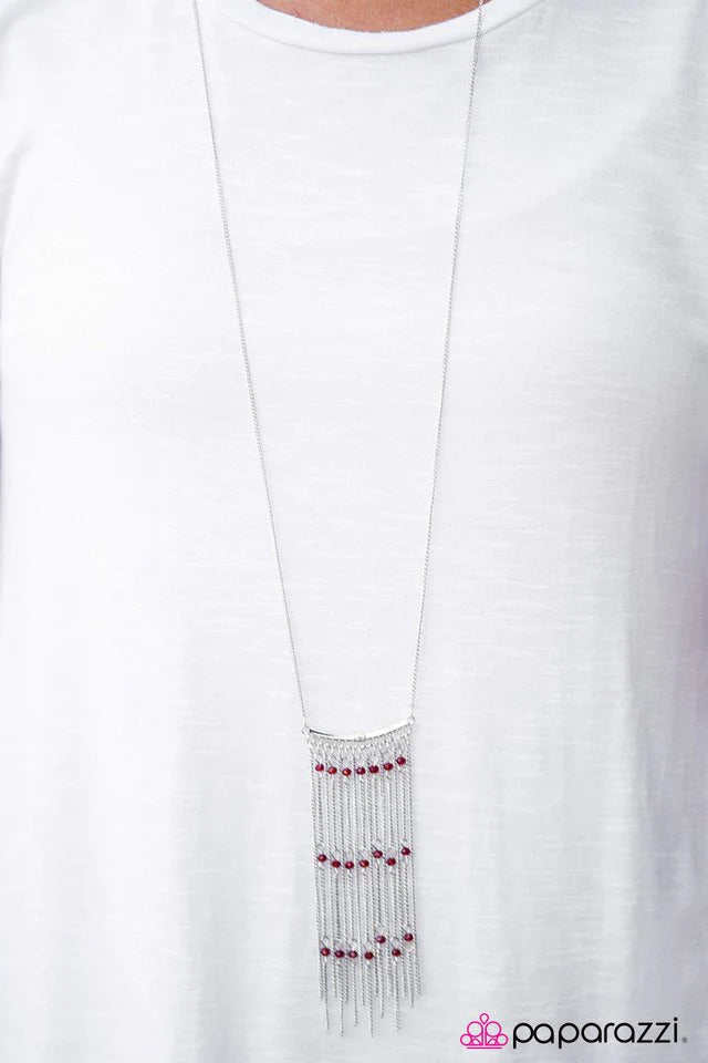 Paparazzi Necklace ~ Pull Back The Curtain - Red