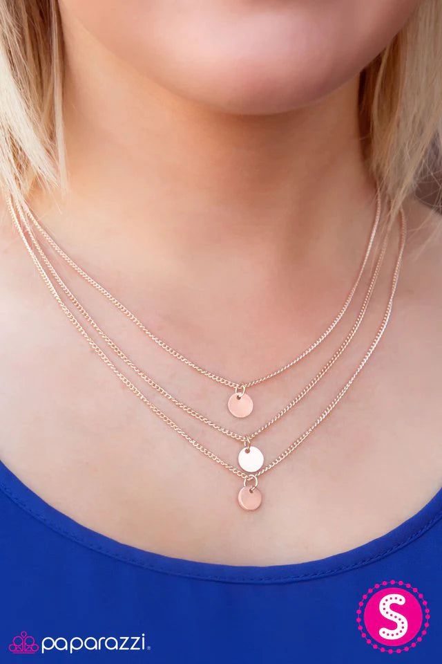 Paparazzi Necklace ~ Trio Falls - Rose Gold