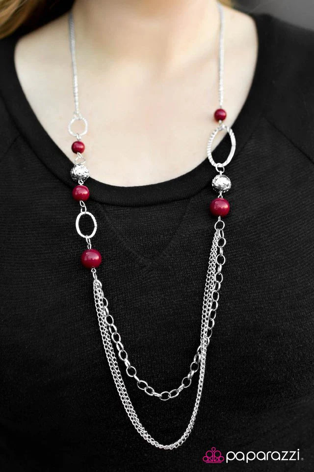 Paparazzi Necklace ~ Somewhere Along The Line - Red