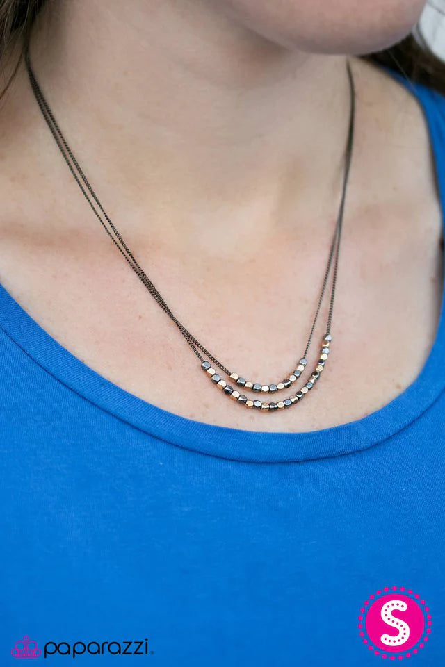 Paparazzi Necklace ~ Rock The Block - Black