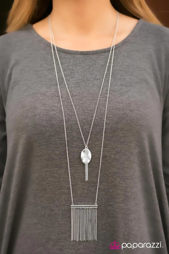 Paparazzi Necklace ~ Long Way Down - Silver – Paparazzi Jewelry ...