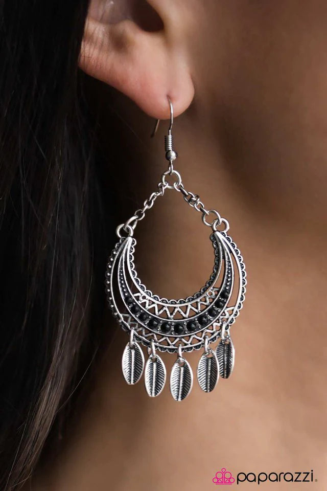 Paparazzi Earring ~ Lunar Lullaby - Black