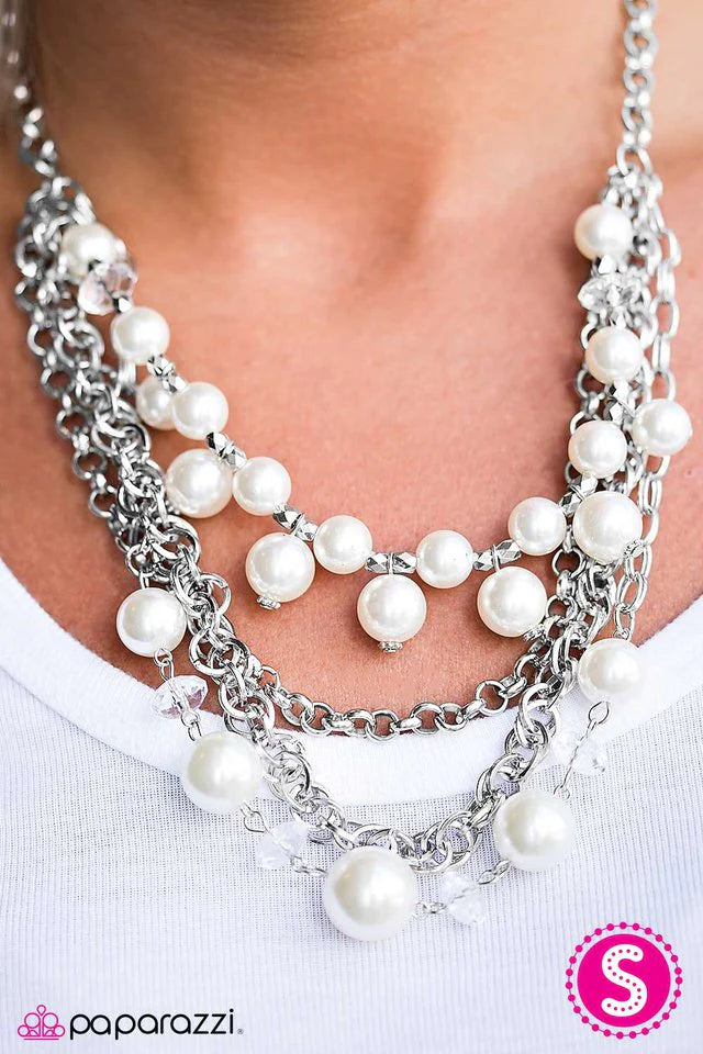 Paparazzi Necklace ~ When On Wall Street - White