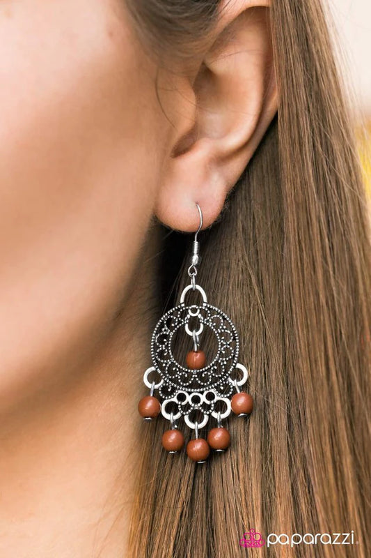 Paparazzi Earring ~ Seafront Property - Brown