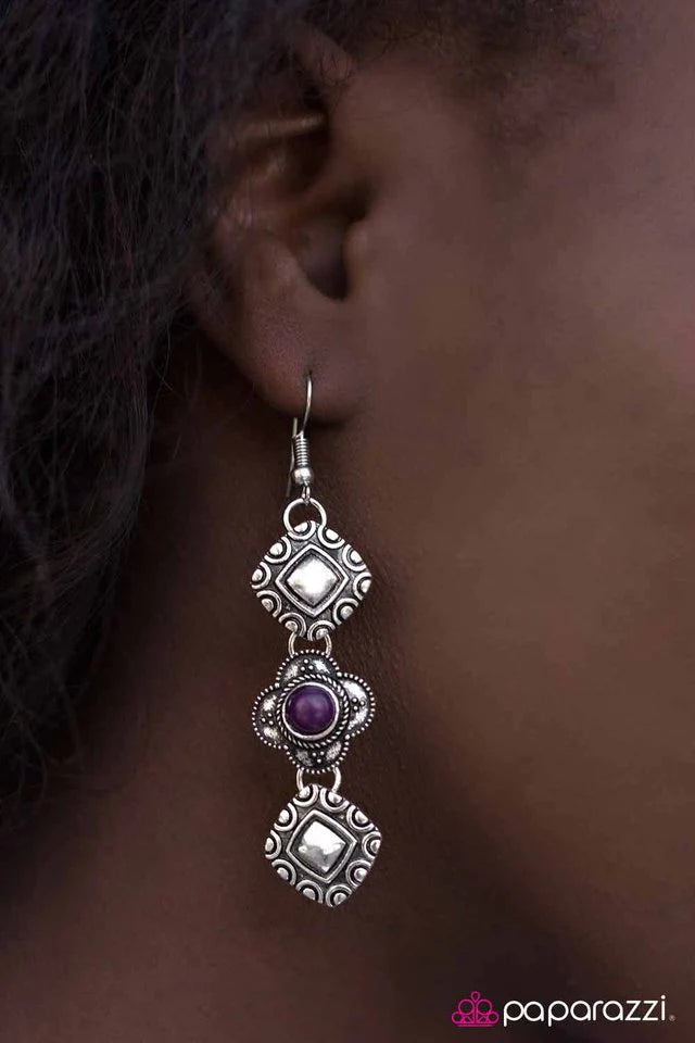 Paparazzi Earring ~ Western Wallflower - Purple