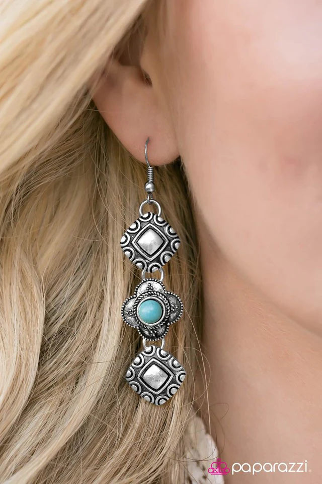Paparazzi Earring ~ Western Wallflower - Blue