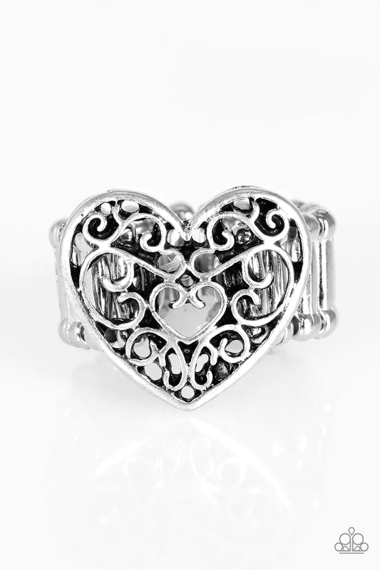 Paparazzi Ring ~ What A Heart - Silver