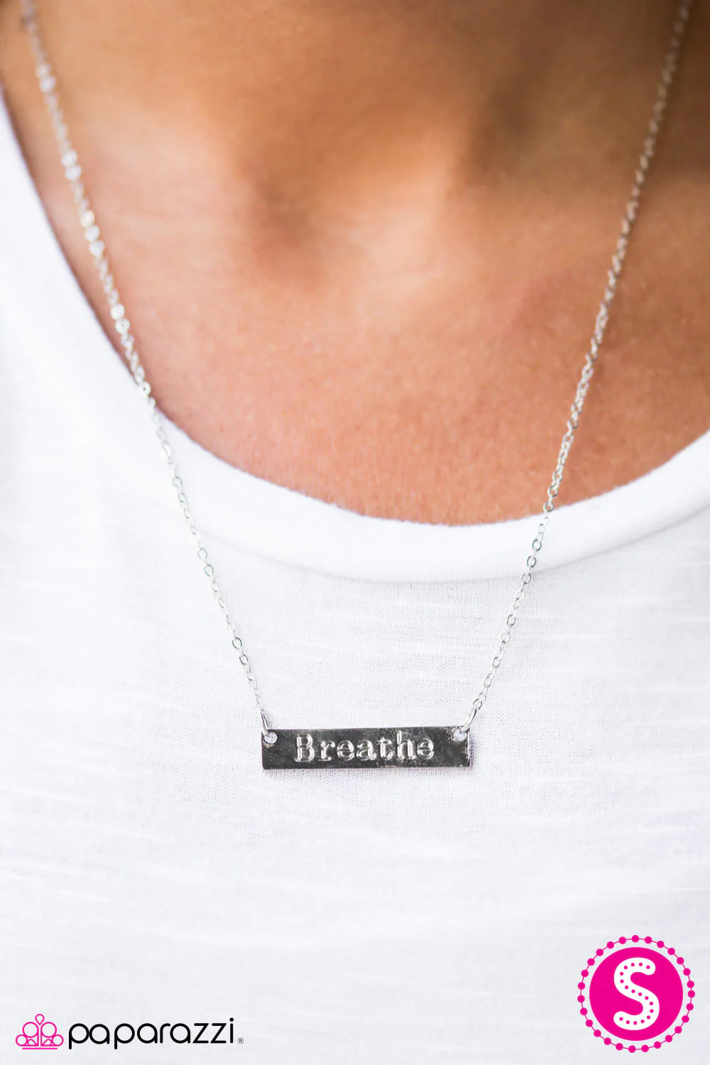 Paparazzi Necklace ~ Breathe In, Breathe Out - Silver