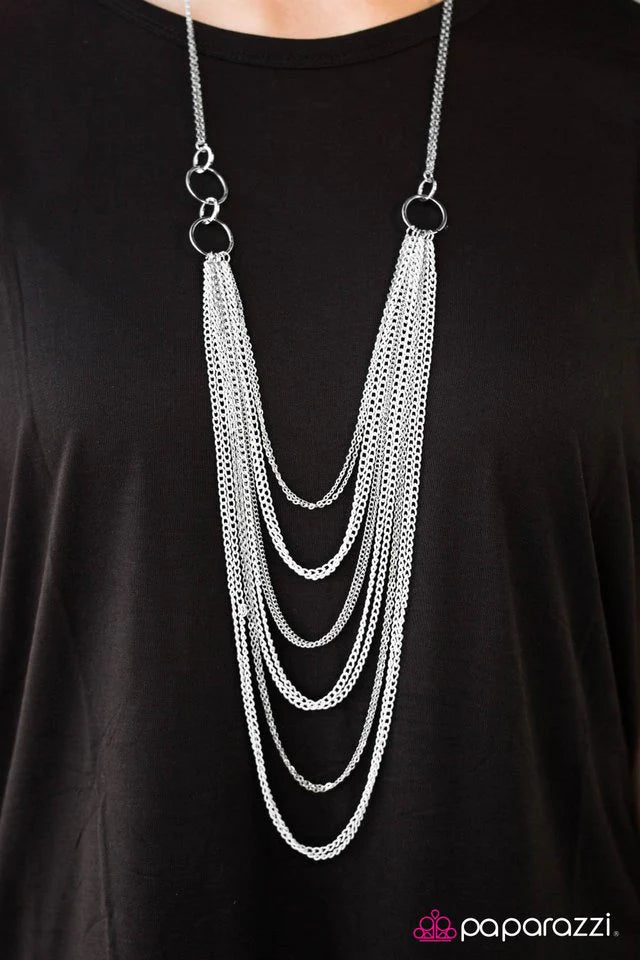 Paparazzi Necklace ~ A For Asymmetrical - White