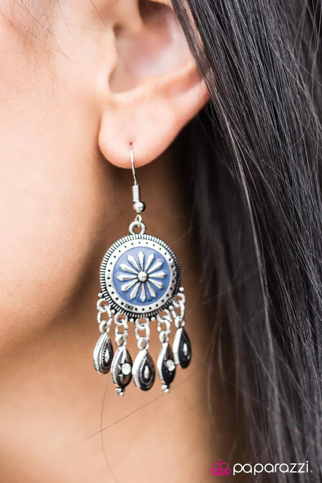 Paparazzi Earring ~ Once Upon A CHIME - Blue