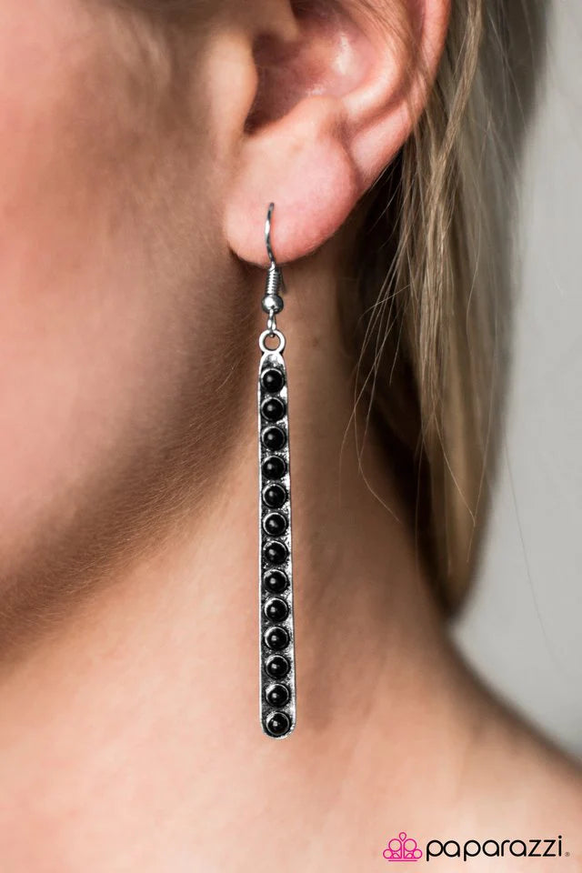 Paparazzi Earring ~ River Trek - Black