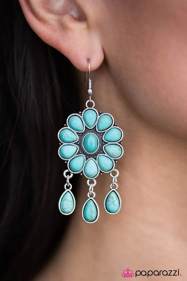 Paparazzi Earring ~ Stone Harmony - Blue