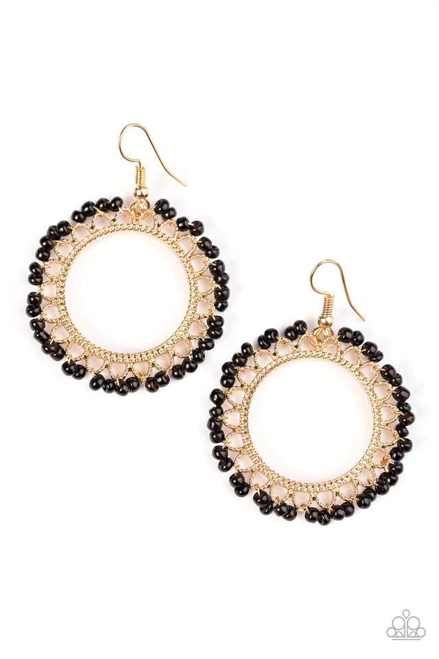 Paparazzi Earring ~ Shake That Tambourine - Black