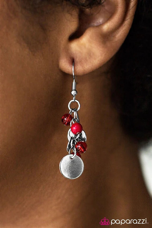Paparazzi Earring ~ Shake, Shake, Shake - Red