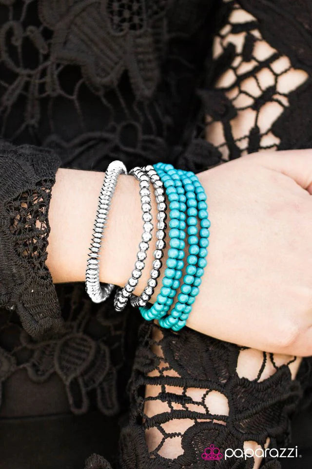 Pulsera Paparazzi ~ The BEAD Goes On - Azul