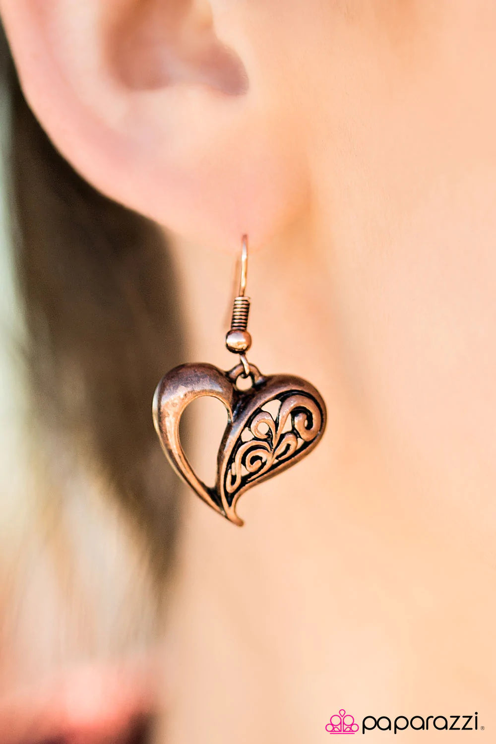 Paparazzi Earring ~ How Heartwarming - Copper