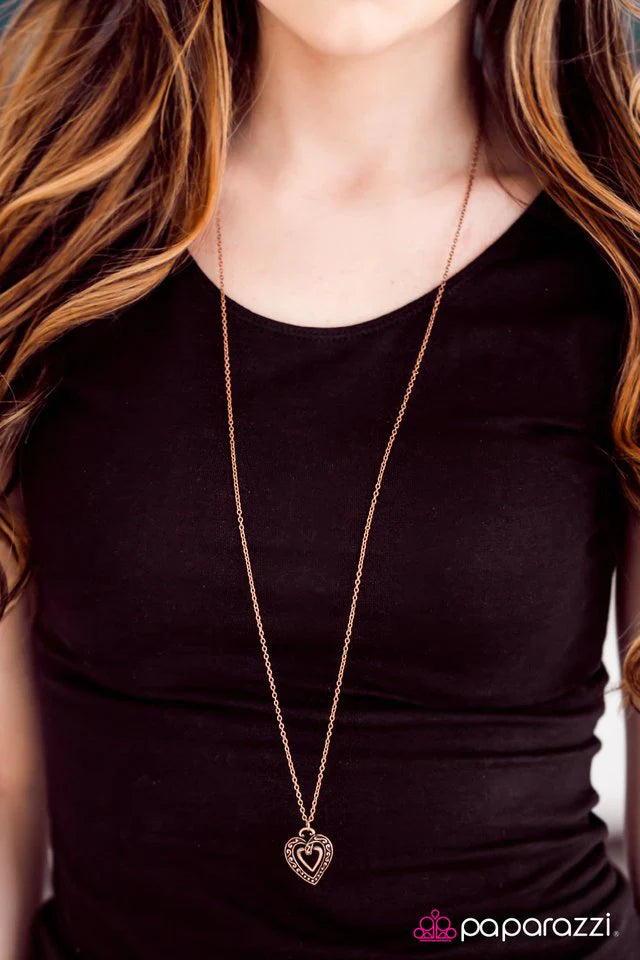 Paparazzi Necklace ~ Harmonious Heart - Copper