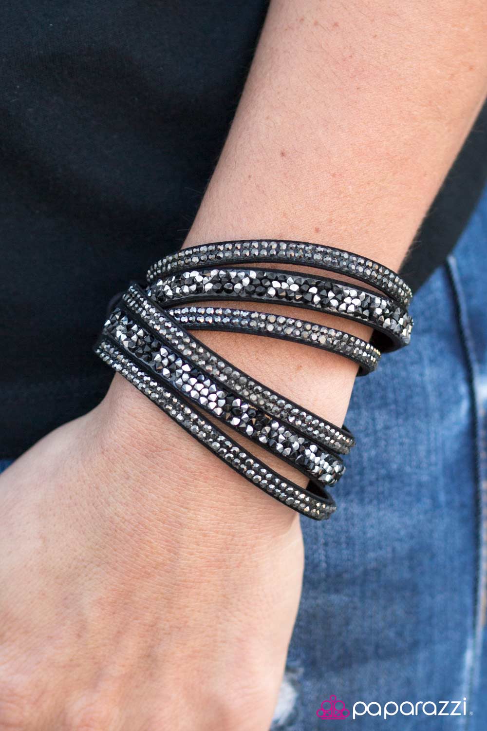 Paparazzi Bracelet ~ Rhinestone Radar - Black