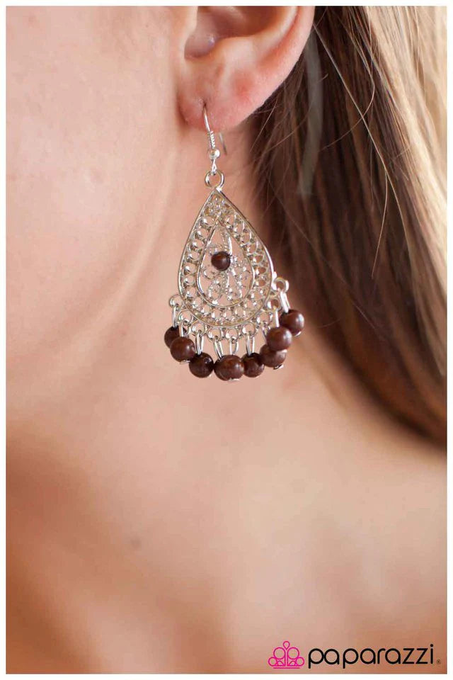 Paparazzi Earring ~ Whole LATTE Drama - Brown