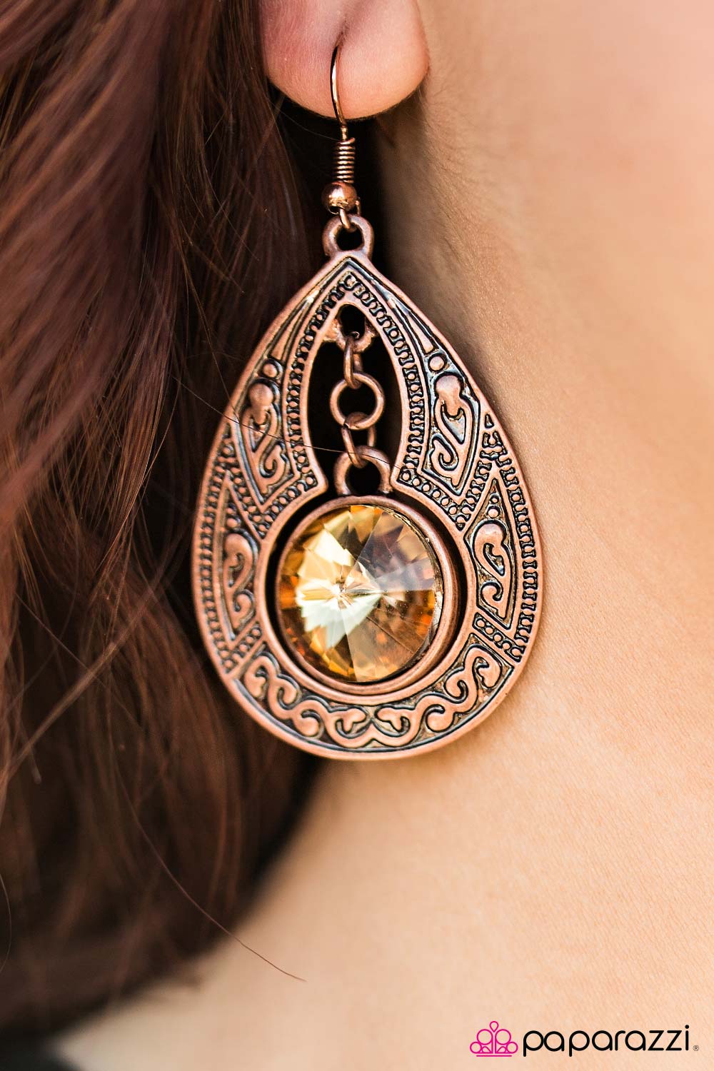 Paparazzi Earring ~ Genie Glam - Copper