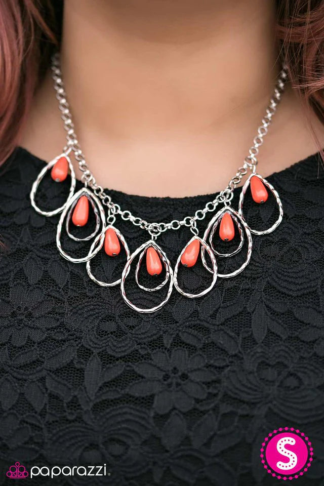 Paparazzi Necklace ~ TEAR-rifically Terrific - Orange