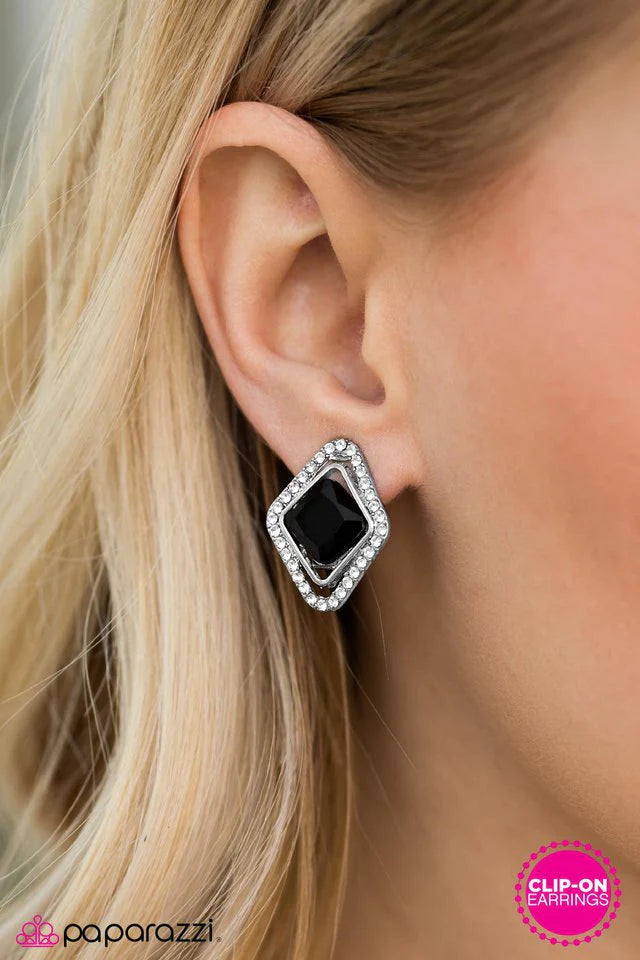 Paparazzi Earring ~ Put On Your Tiara - Black