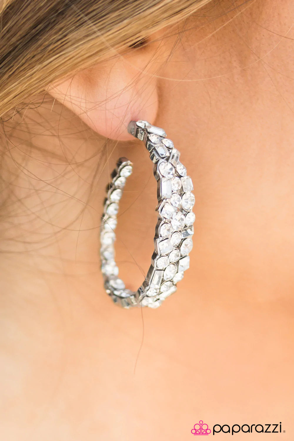 Paparazzi Earring ~ Naughty Or ICE - White