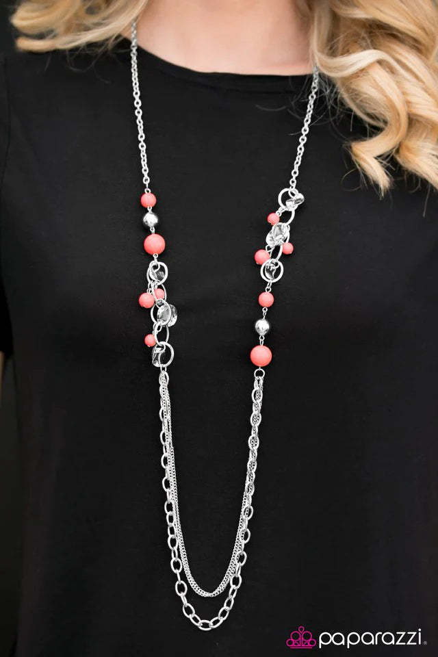 Paparazzi Necklace ~ Dont Worry, BEACH Happy - Orange