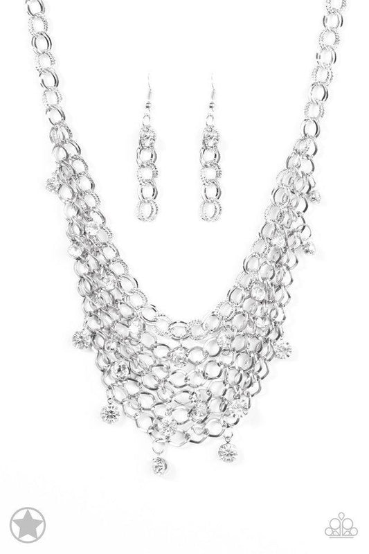 Paparazzi Necklace Blockbuster - Fishing for Compliments - Silver/White