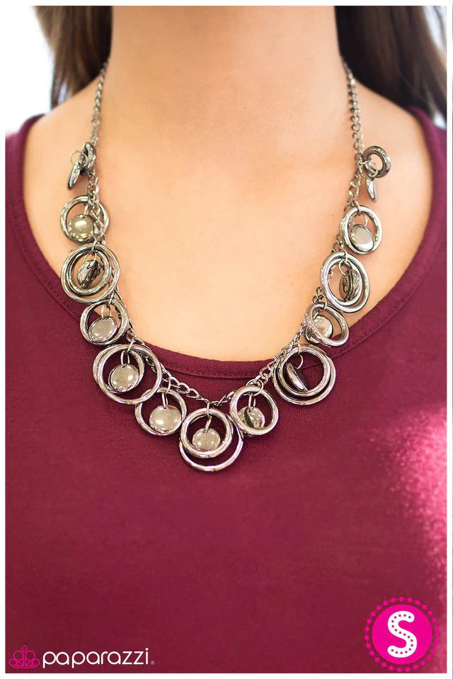 Paparazzi Necklace ~ Ringing Off the Hook - Black
