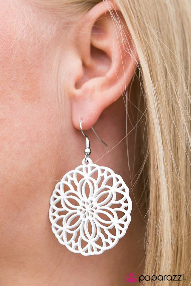 Paparazzi Earring ~ Having A Merry Time - White
