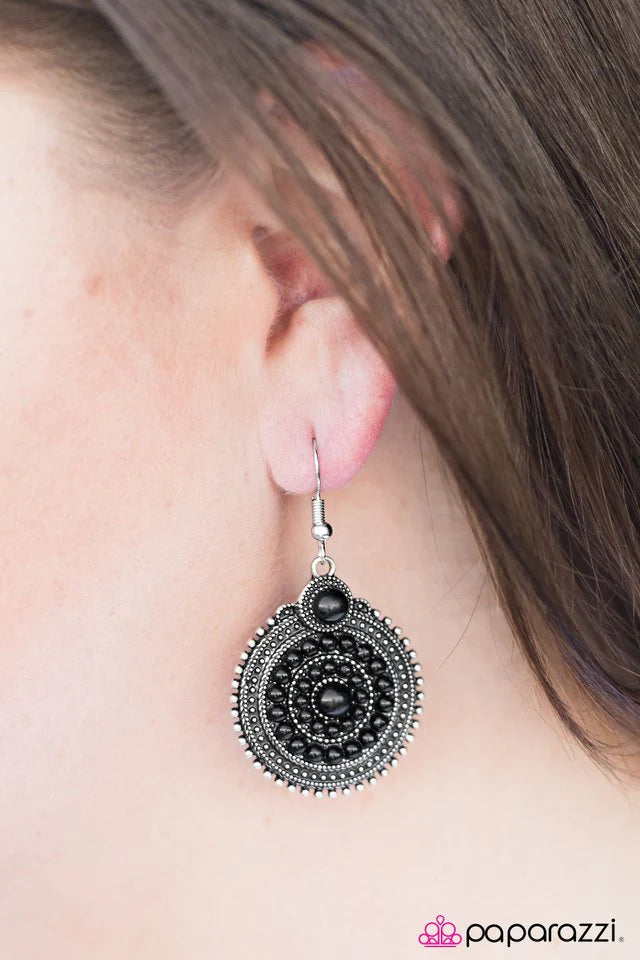 Paparazzi Earring ~ Belle Of Bali - Black