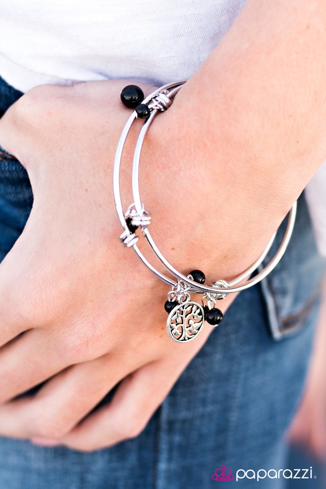 Pulsera Paparazzi ~ Fiesta Zen - Negro