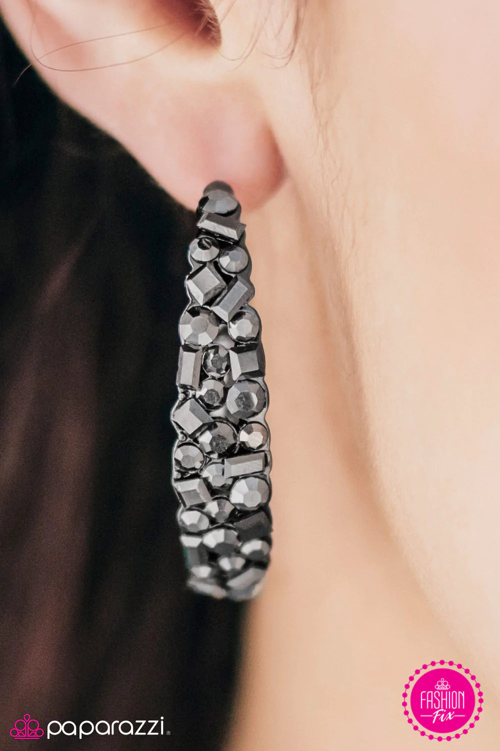 Paparazzi Earring ~ Naughty Or ICE - Black