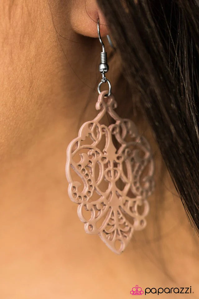 Paparazzi Earring ~ Posh and Polished- Brown