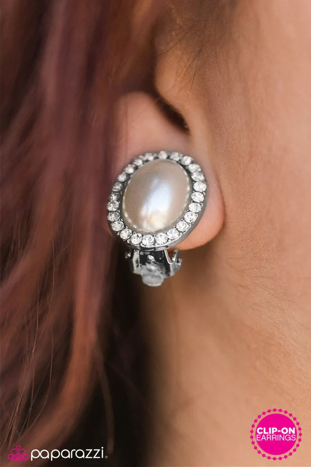 Paparazzi Earring ~ Royal QUEEN-dom - White