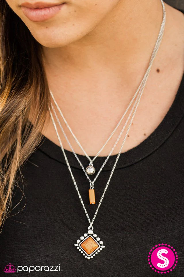 Paparazzi Necklace ~ Leave No SANDSTONE Unturned - Orange