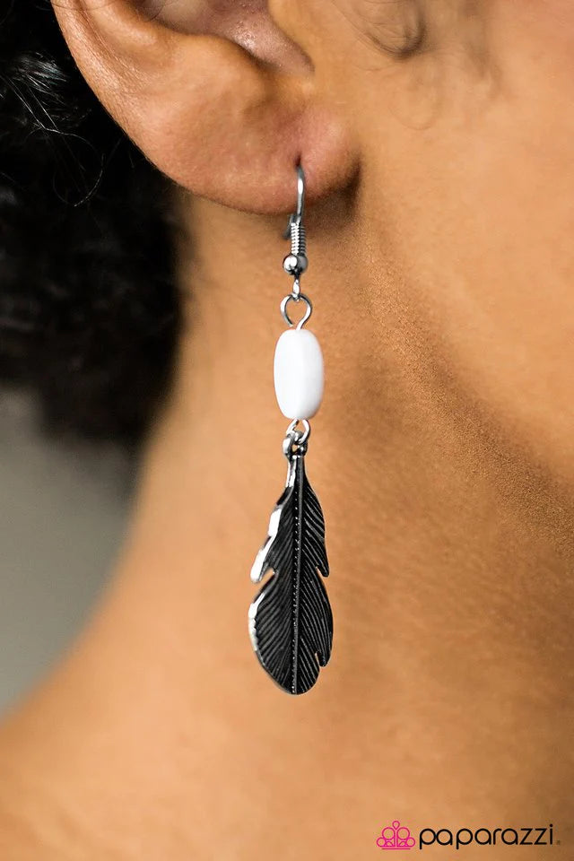 Paparazzi Earring ~ FLIGHT Of Day - White