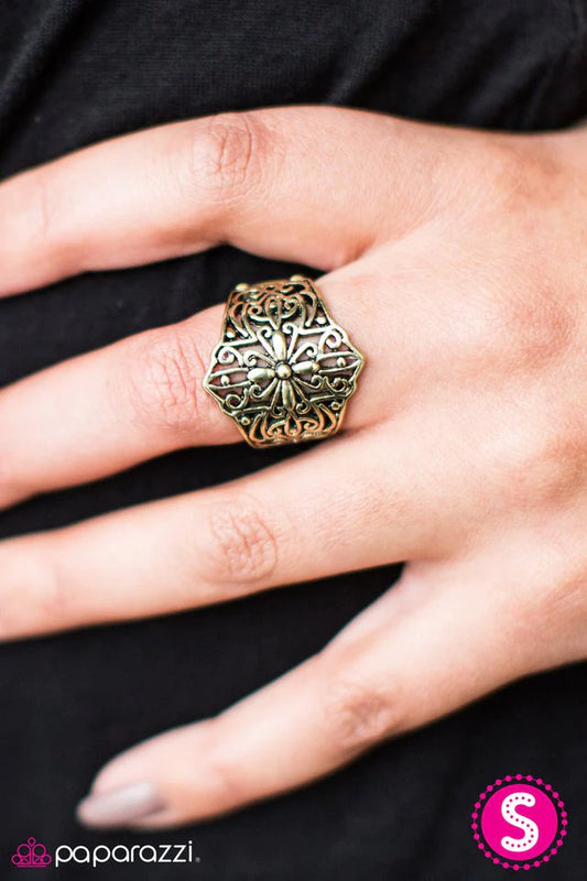 Paparazzi Ring ~ Hustle and FLORAL - Brass
