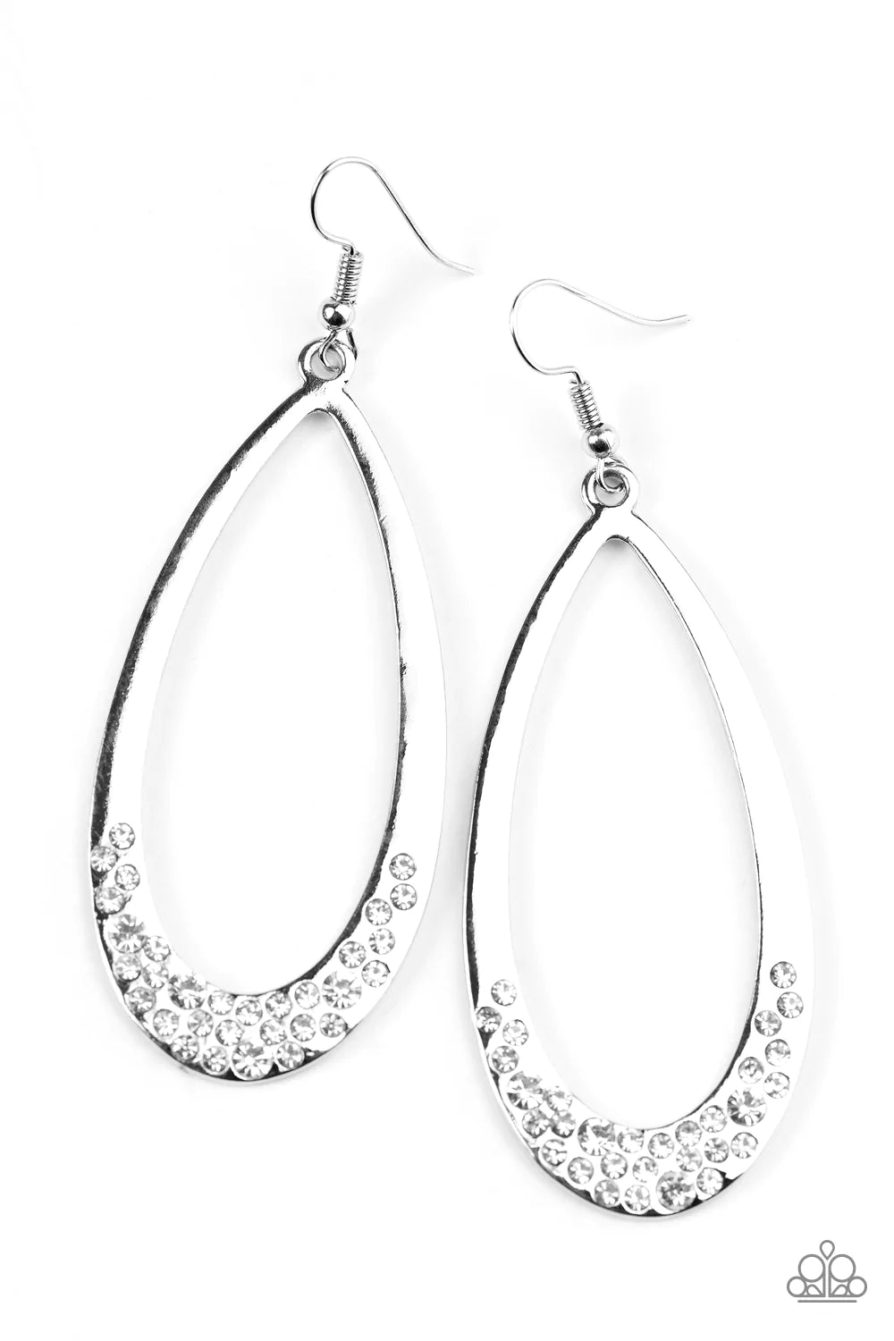 Paparazzi Earring ~ SHIMMER-Dipping - White