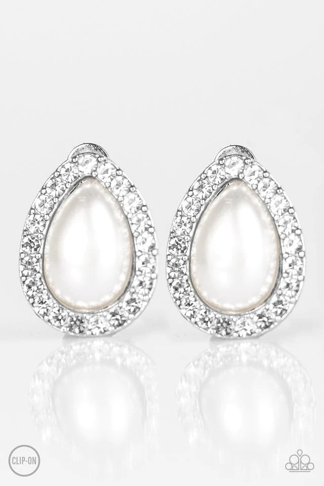 Paparazzi Earring ~ Must Be A Lady - White